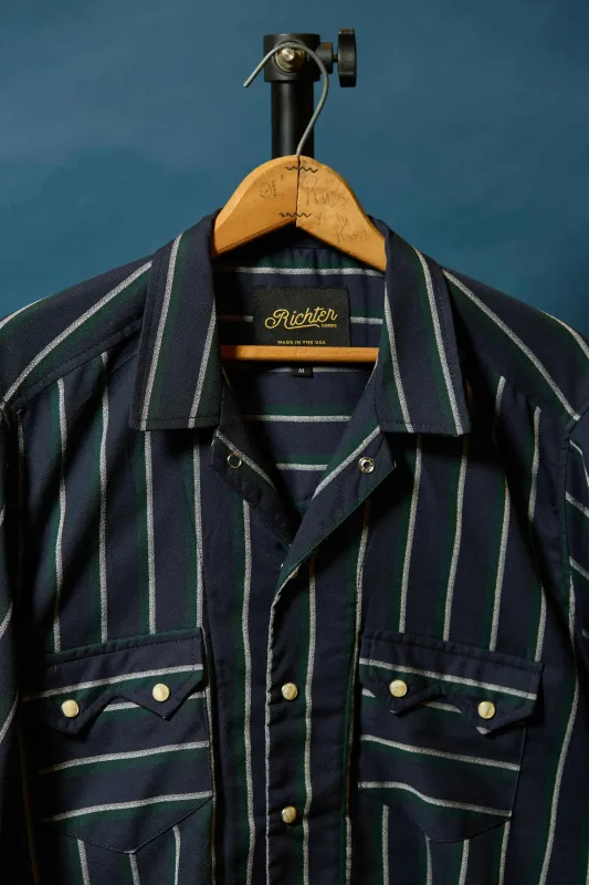 Pony in Navy Blue with Green and White Stripes sold by Richter Goods