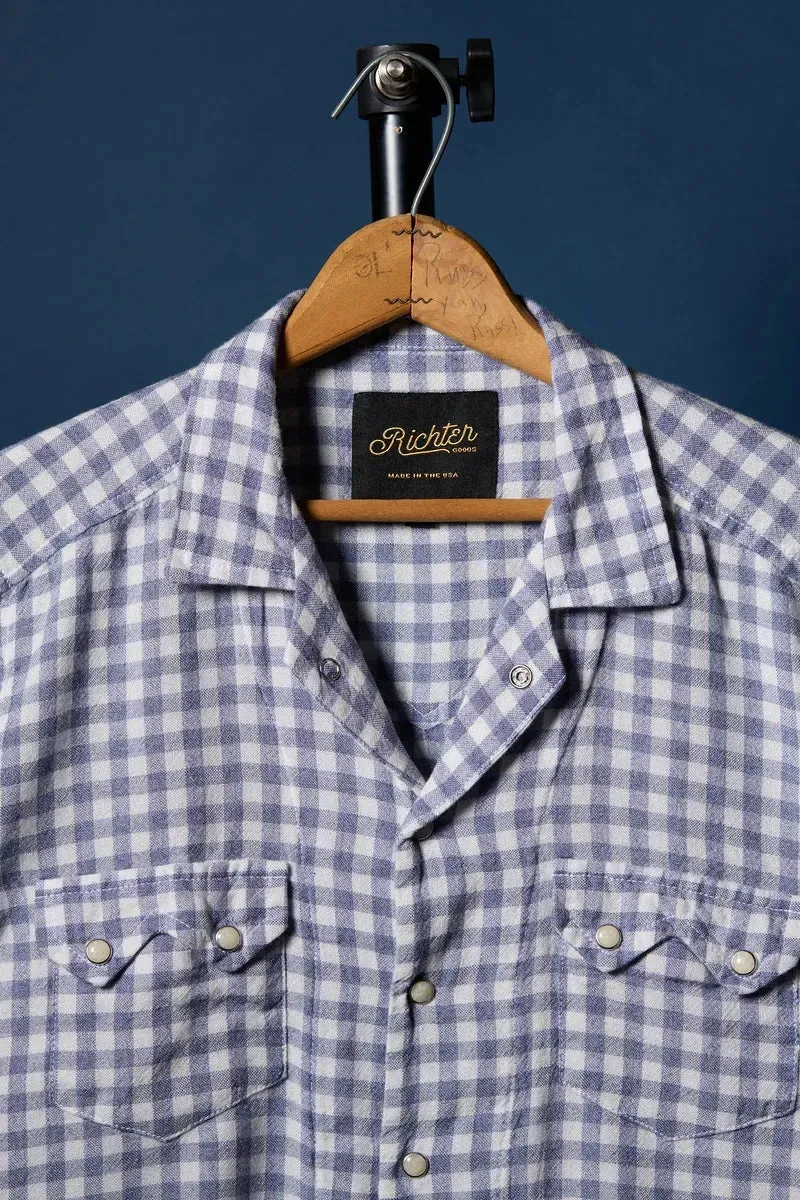 Merino Wool in Blue & White Gingham sold by Richter Goods