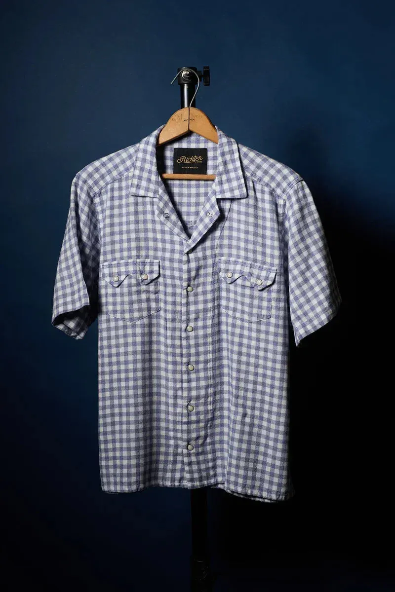 Merino Wool in Blue & White Gingham sold by Richter Goods product image thumbnail 2