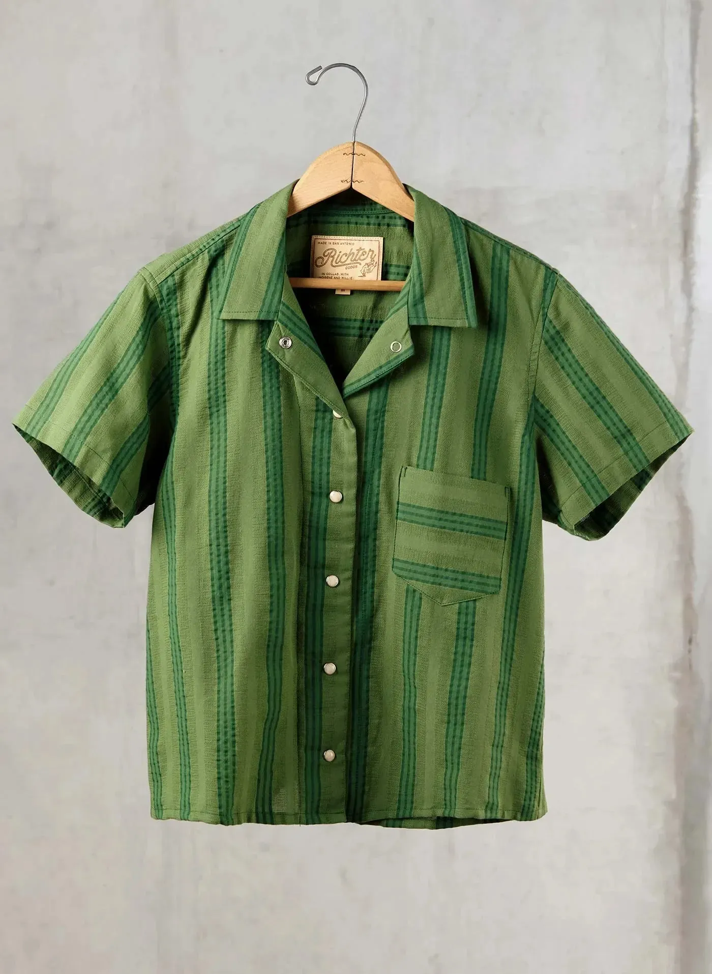 i+w x richter goods jacquard stripe pearl snap sold by Richter Goods product image thumbnail 2
