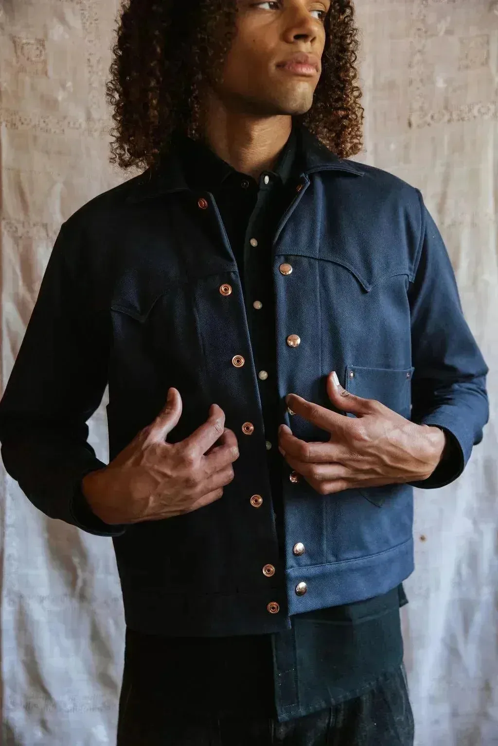 Terlingua Trucker Jacket in Navy Blue sold by Richter Goods