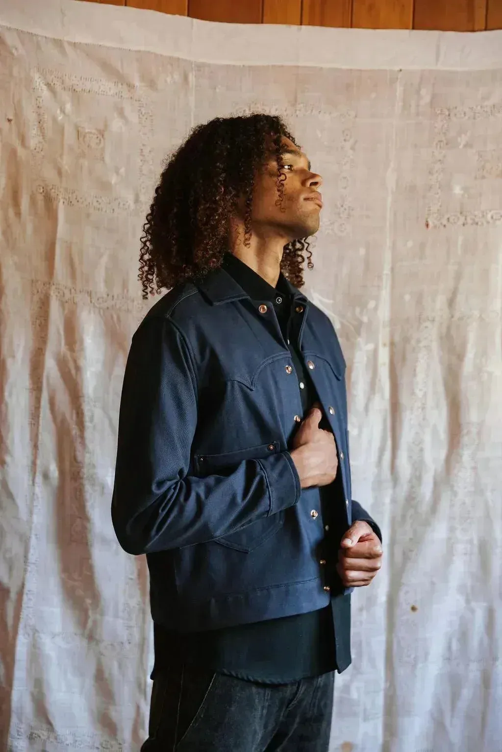 Terlingua Trucker Jacket in Navy Blue sold by Richter Goods product image thumbnail 2