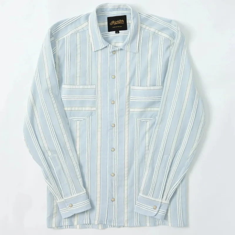 Cord Striped White and Sky Blue Long Sleeve sold by Richter Goods