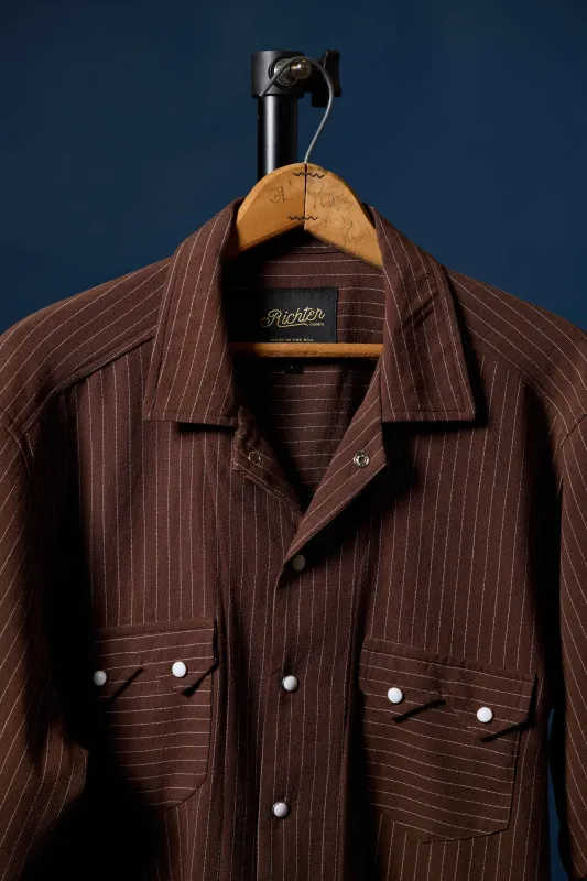 Hickory Pinstripe Linen sold by Richter Goods