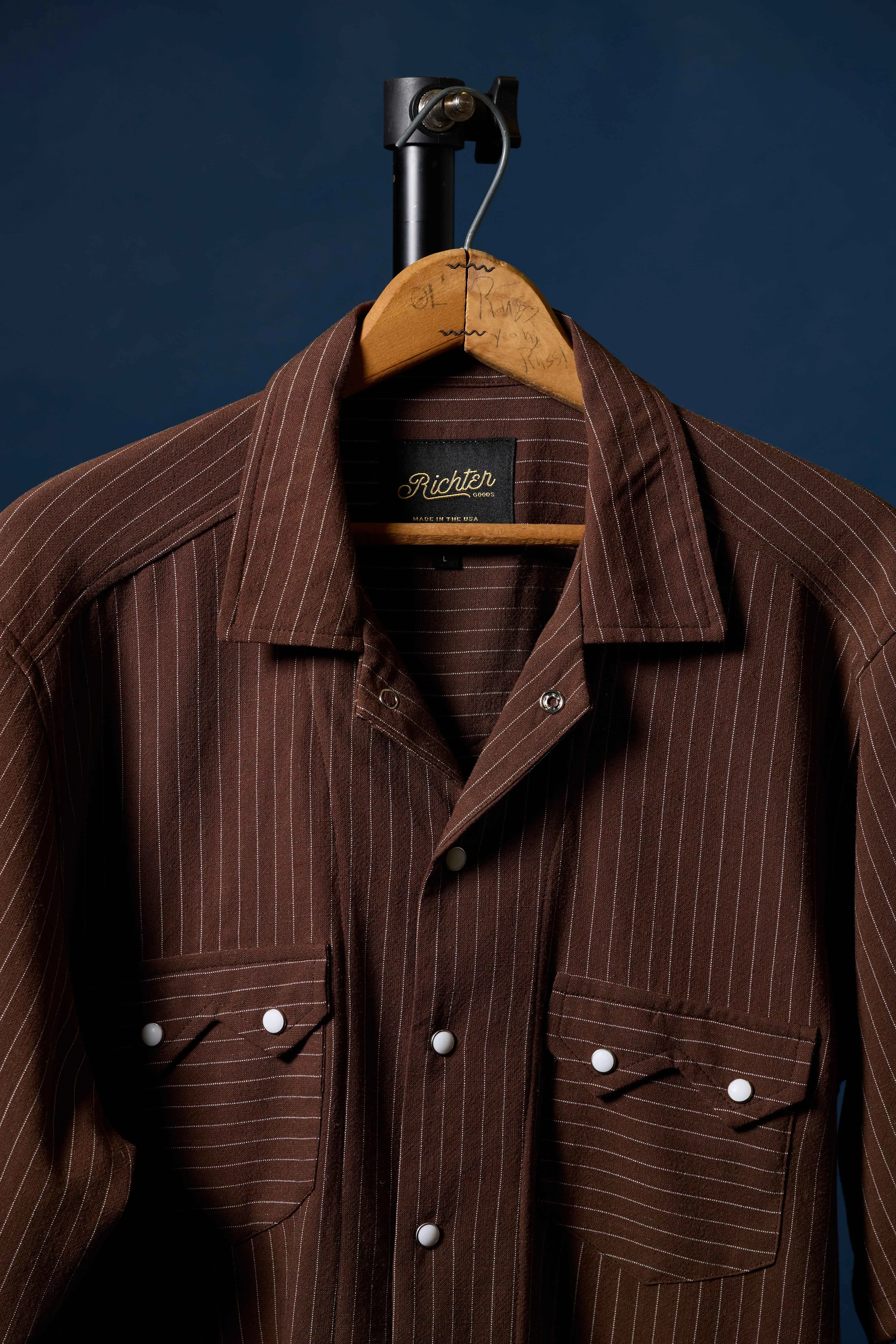 Hickory Pinstripe Linen sold by Richter Goods