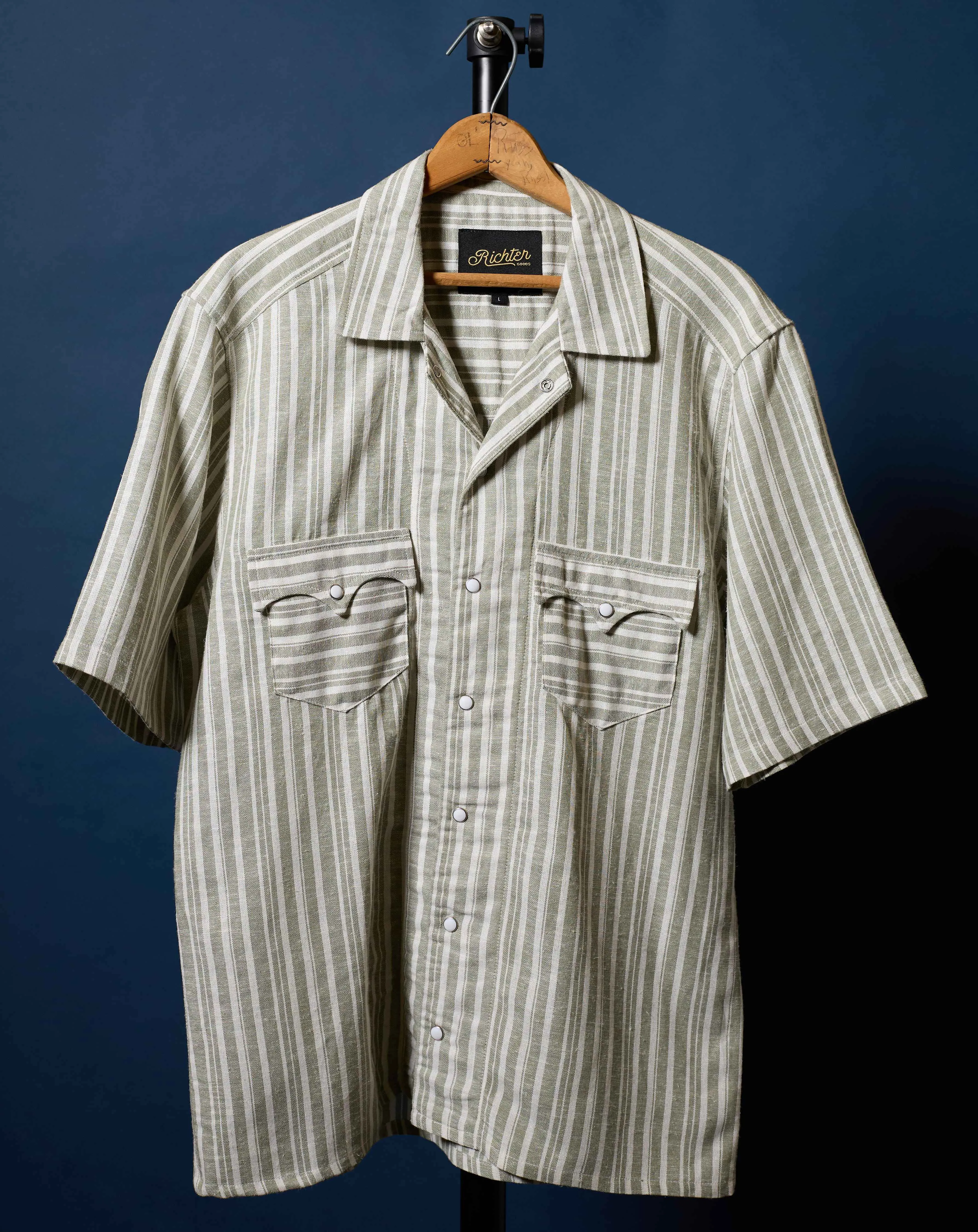 Balmorhea Linen in Green and White Stripe sold by Richter Goods product image thumbnail 2