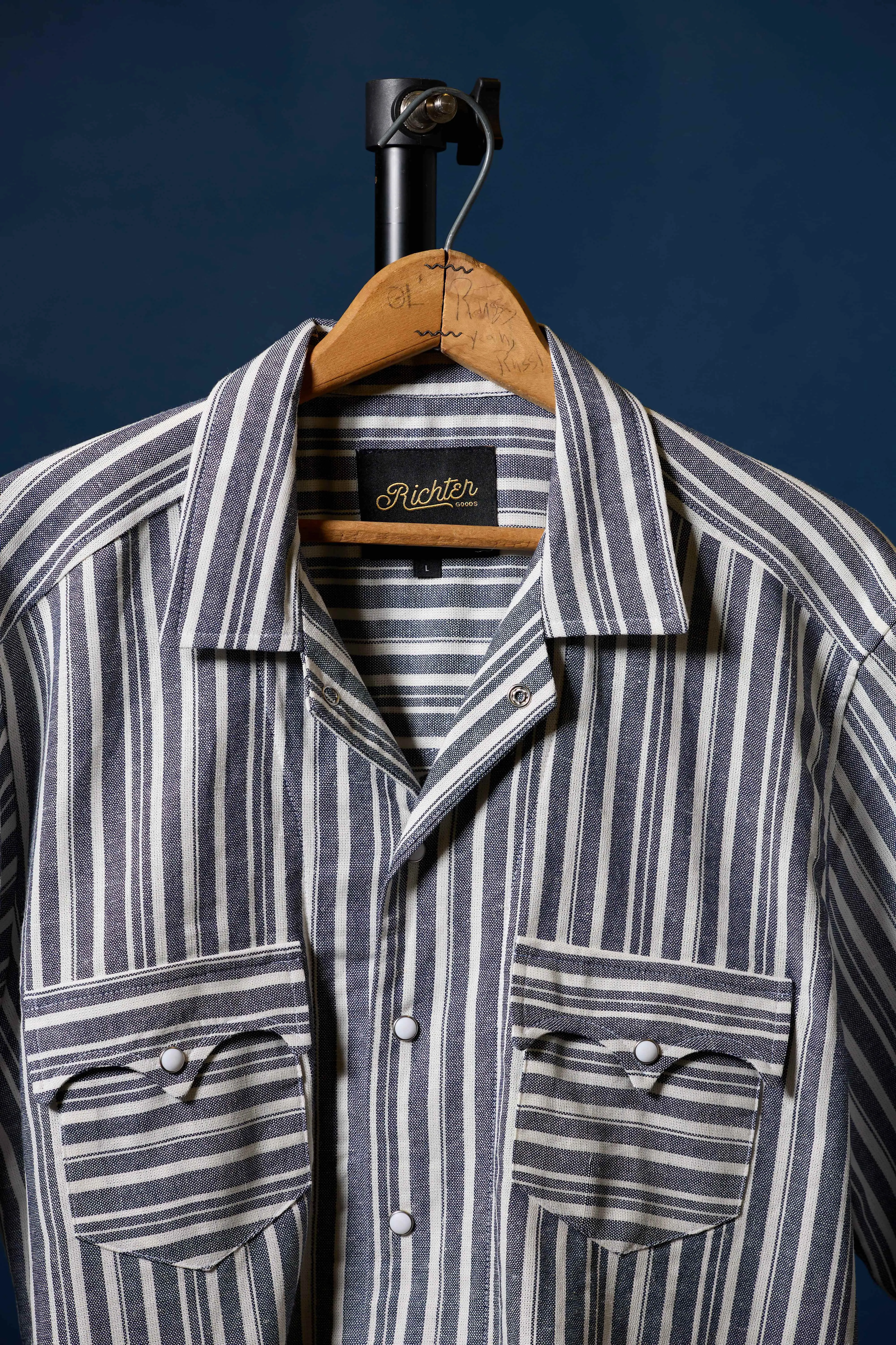 Balmorhea Linen in Blue and White Stripe sold by Richter Goods
