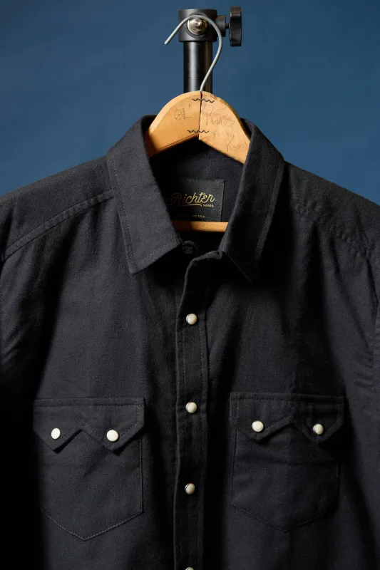Alpine Super Soft Western Flannel in Cash Black made by Richter Goods