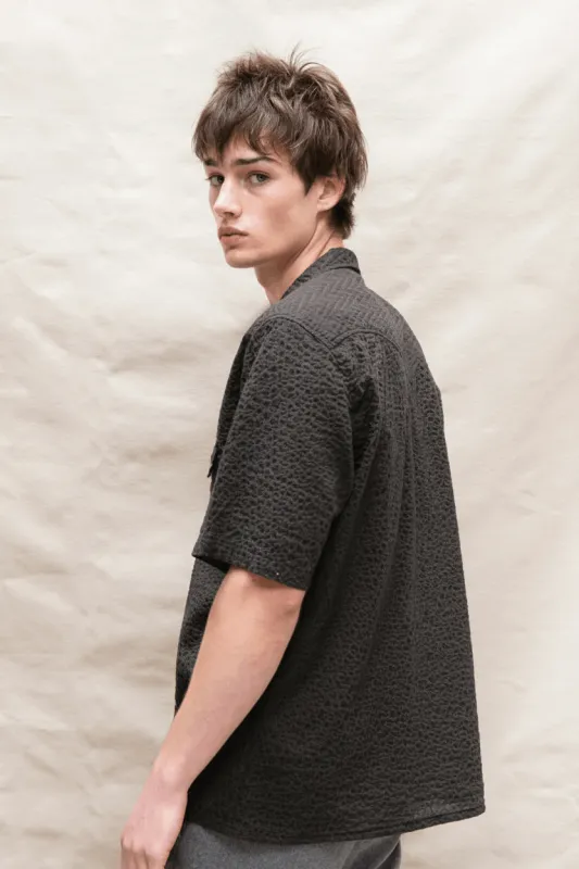 Salado Seersucker in Chevron Charcoal made by Richter Goods