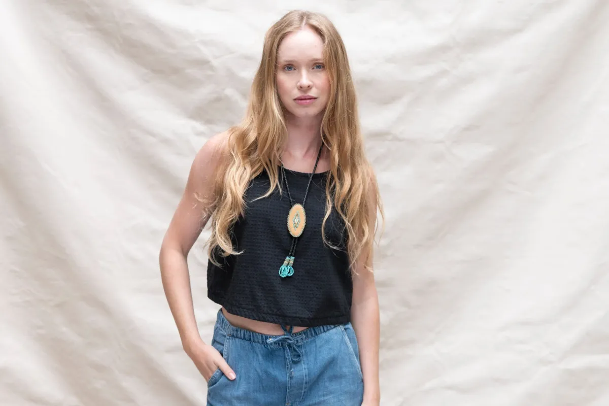 Ina Dobby Tank in Black made by Richter Goods