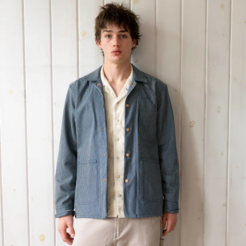 Makers Chore Coat in Indigo Stripe made by Richter Goods