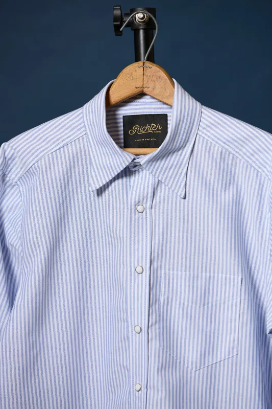 Frances Blue Stripe Western Oxford made by Richter Goods