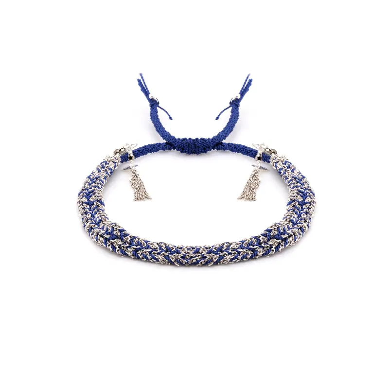 N° 183 BRAIDED BRACELET | SILVER NAVY made by Marie Laure Chamorel