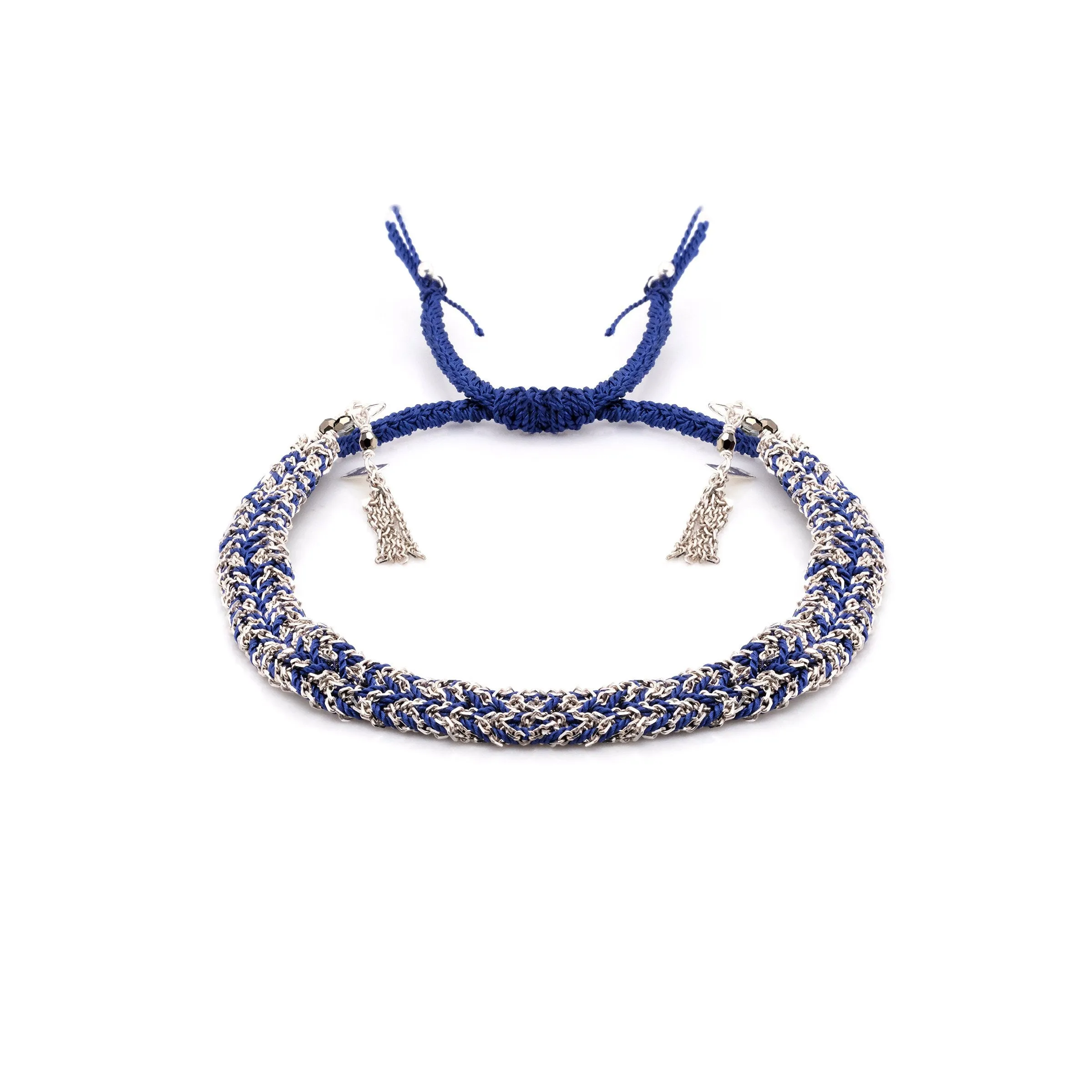 N° 183 BRAIDED BRACELET | SILVER NAVY sold by Marie Laure Chamorel