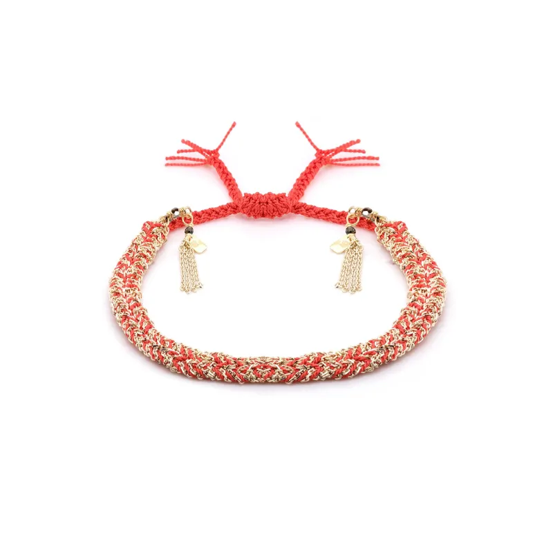 N° 183 BRAIDED BRACELET | GOLD CORAIL made by Marie Laure Chamorel