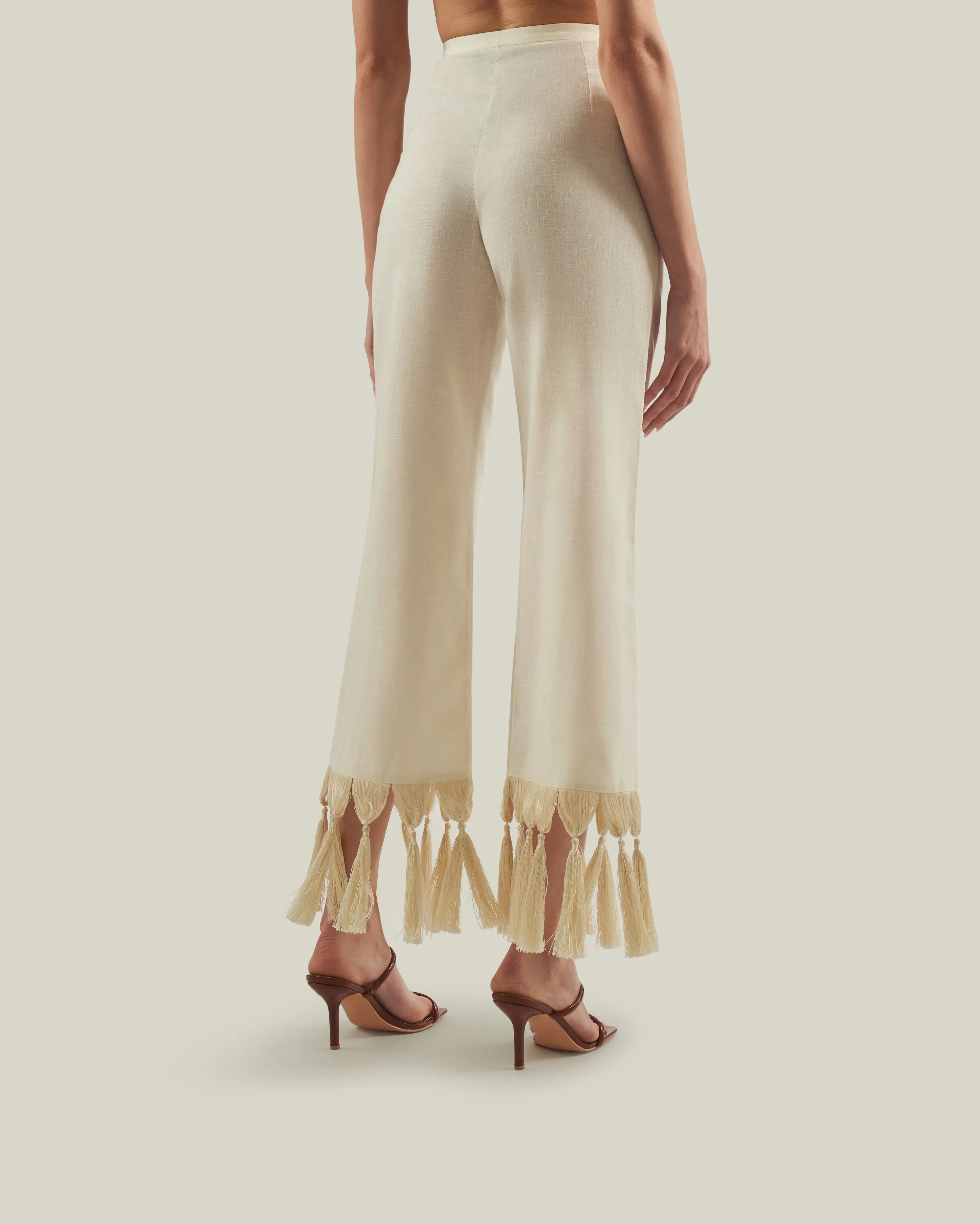 Marlino Fringed Pants in Ivory sold by Taller Marmo product image thumbnail 3