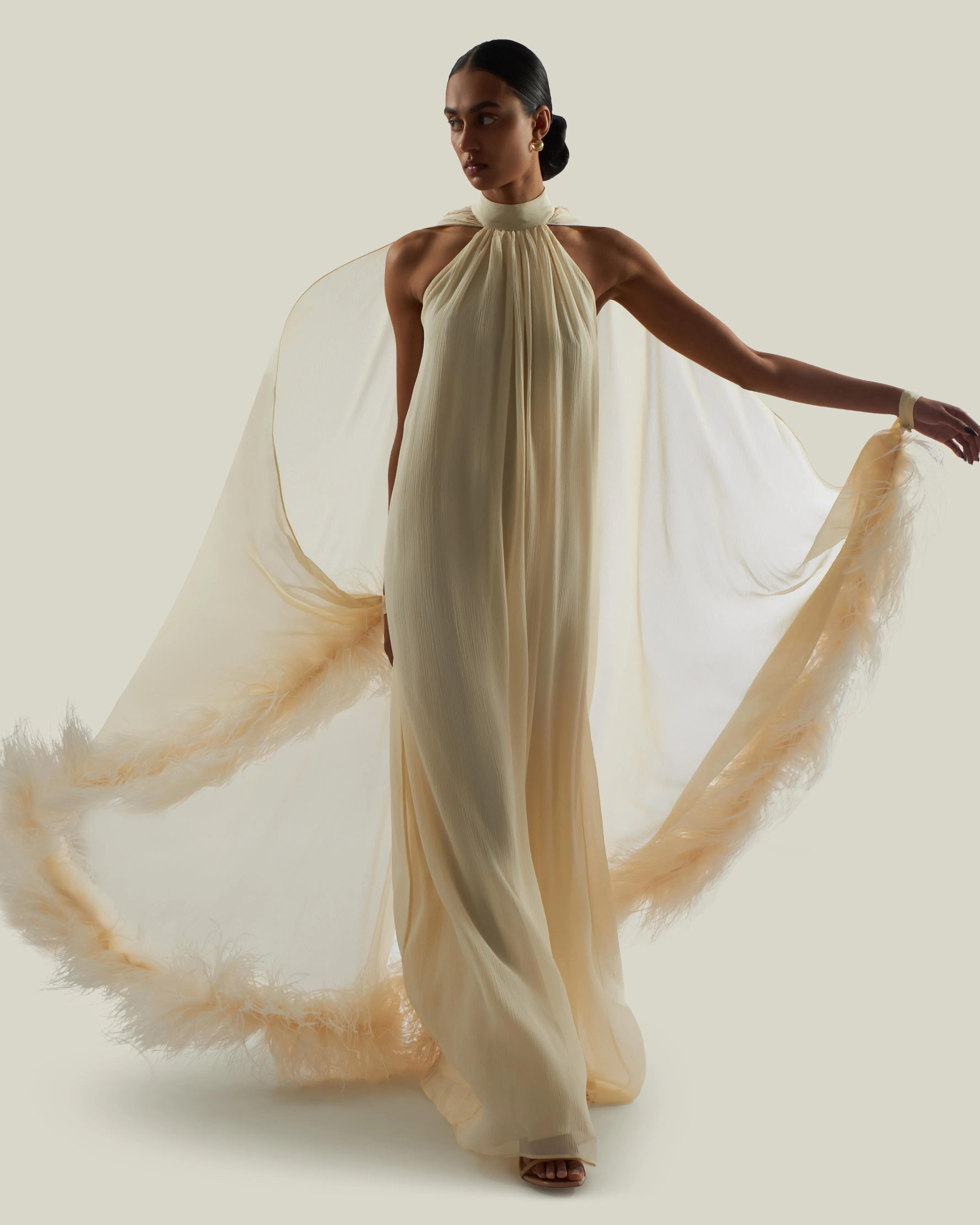 Feathered Eterea Gown in Ivory sold by Taller Marmo product image thumbnail 5