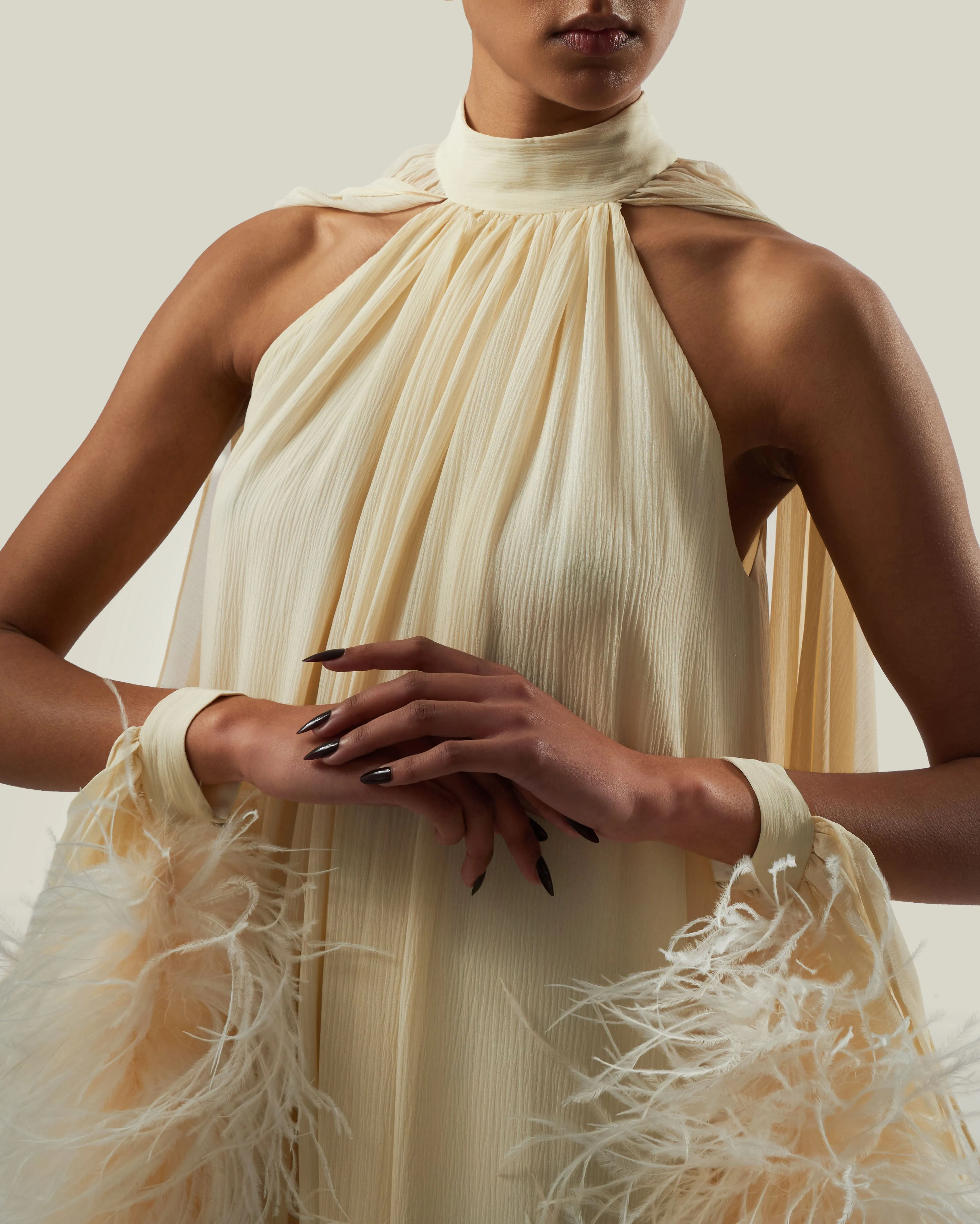 Feathered Eterea Gown in Ivory sold by Taller Marmo product image thumbnail 4