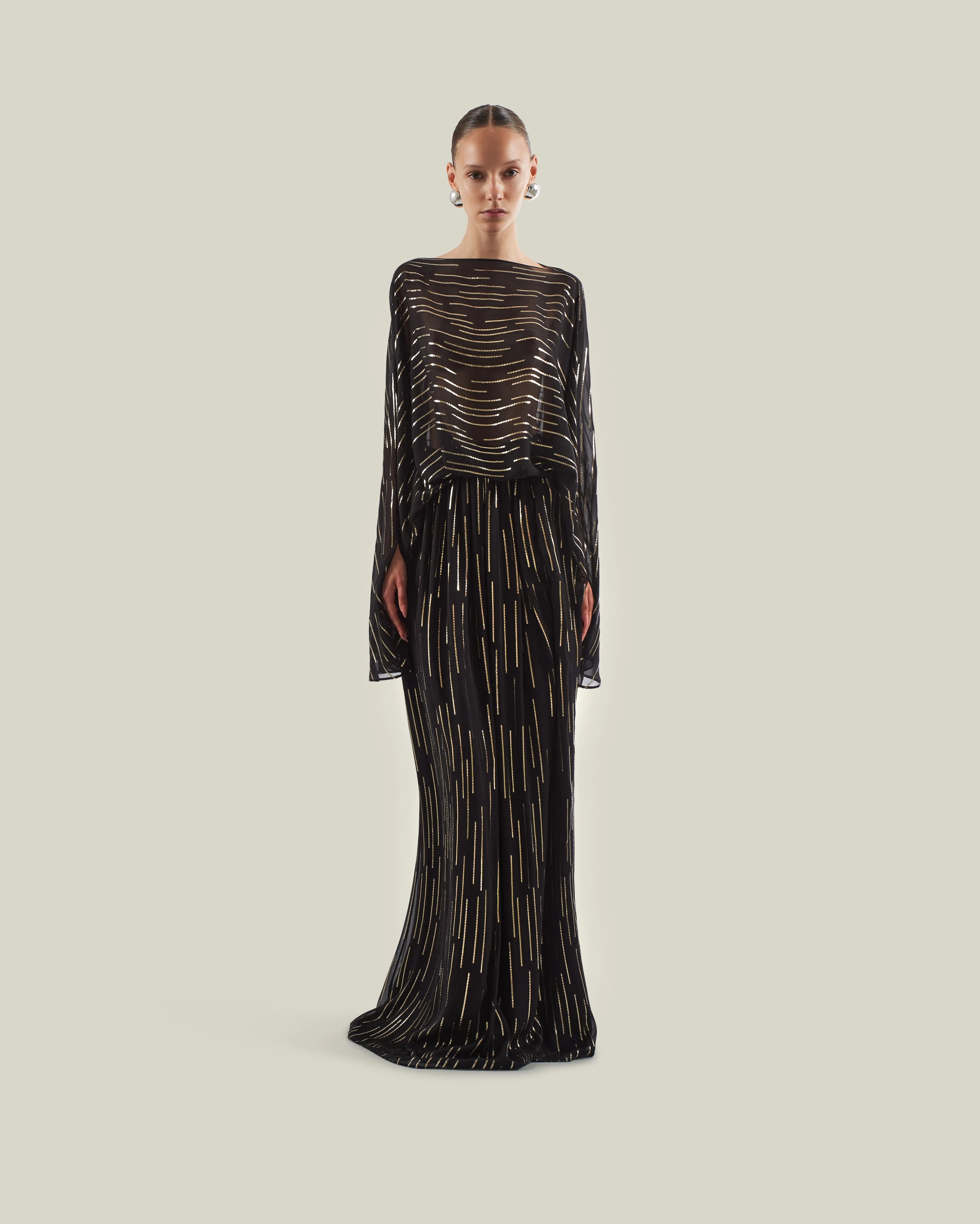 Tribeca Dress in Black & Gold sold by Taller Marmo