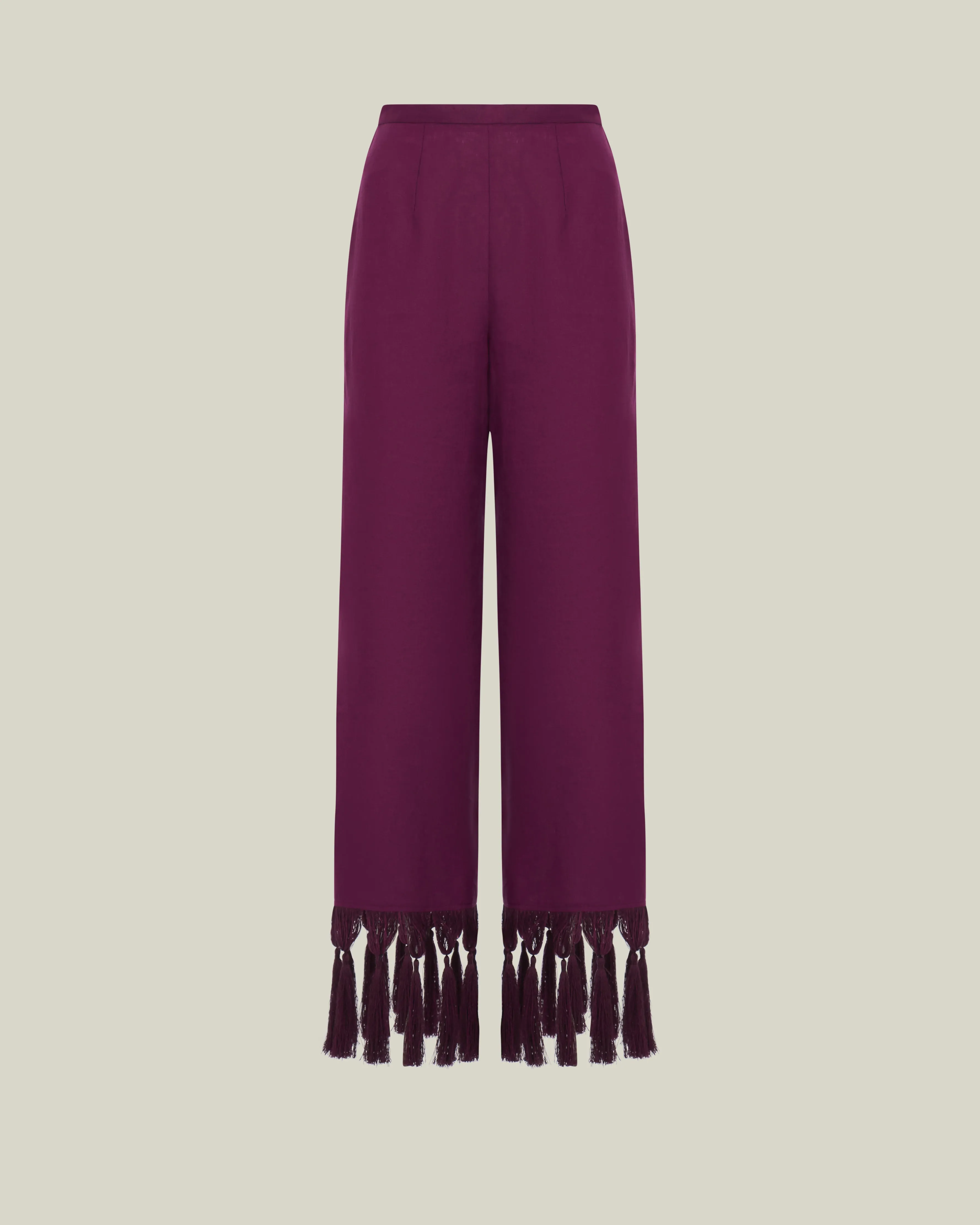 Marlino Fringed Pants in Plum sold by Taller Marmo product image thumbnail 4
