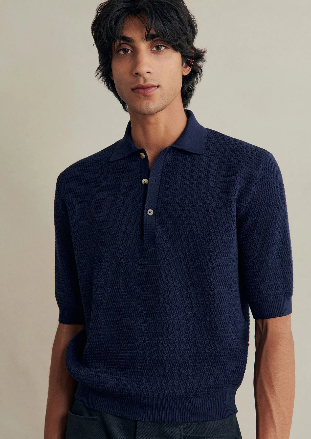 Honeycomb Knit Polo sold by De Bonne Facture product image thumbnail 2