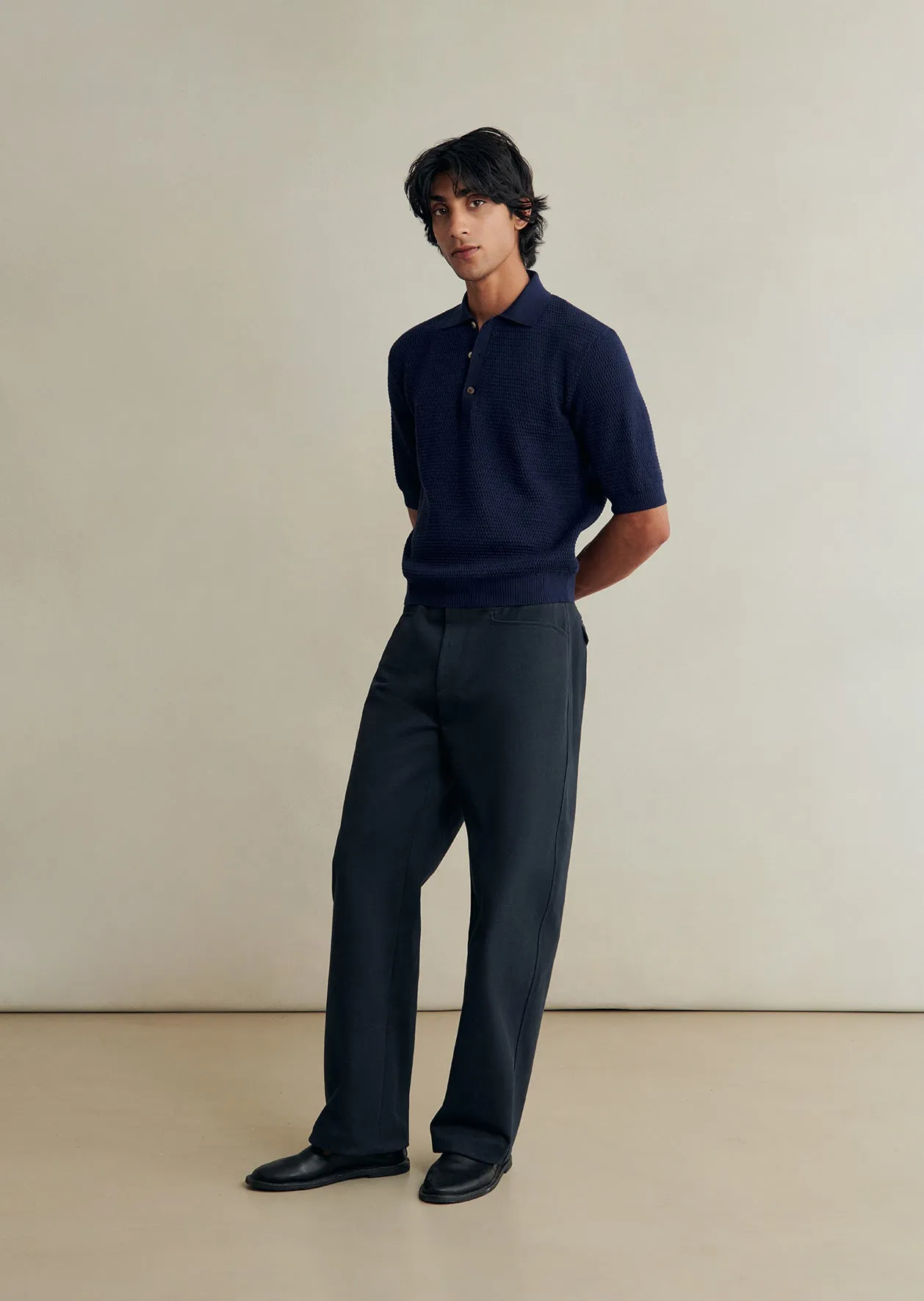 Honeycomb Knit Polo sold by De Bonne Facture