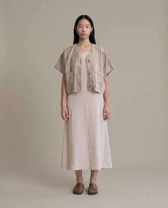Uma Crop Shirt [W] - Marbled White / Grey made by Satta