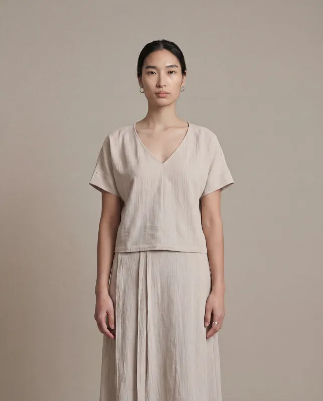 V Neck Top [W] - Raw Ecru made by Satta