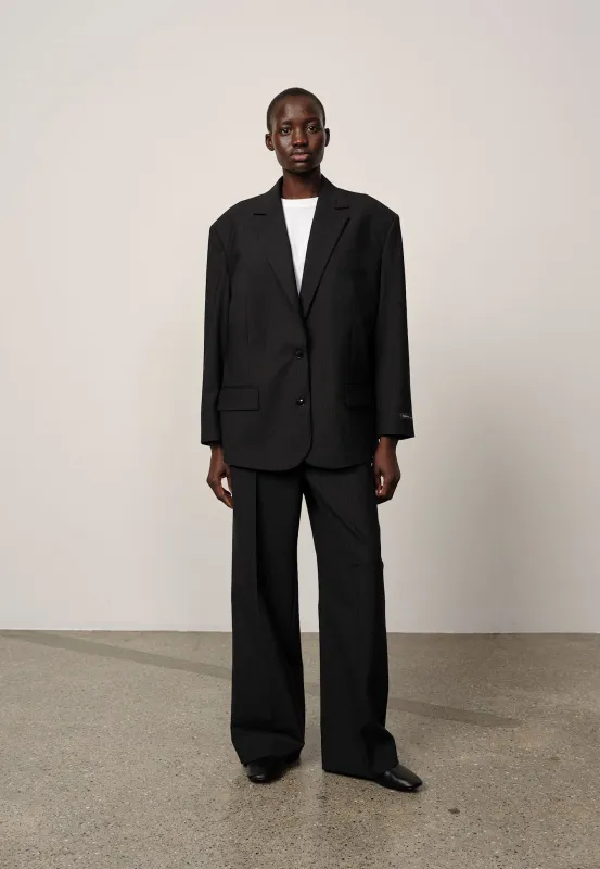 Rui Oversized Blazer - Grey Pinstripe made by Herskind