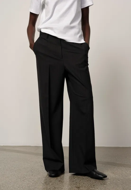 Powel Mid Waist Pants - Grey Pinstripe made by Herskind