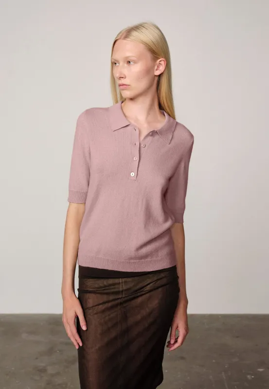 Alberto Knit Polo Blouse - Soft Pink made by Herskind