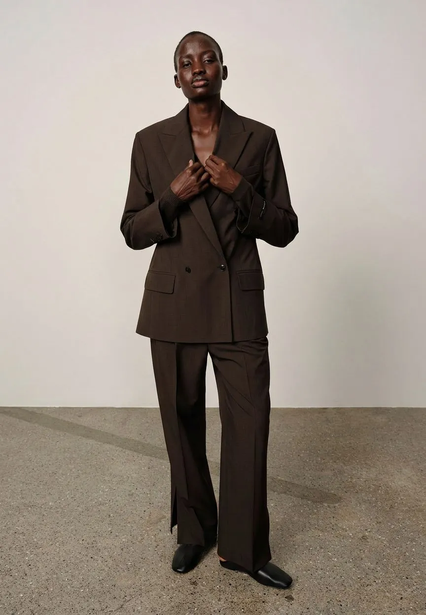 Nuno Mid Waist Pants - Coffee Brown sold by Herskind