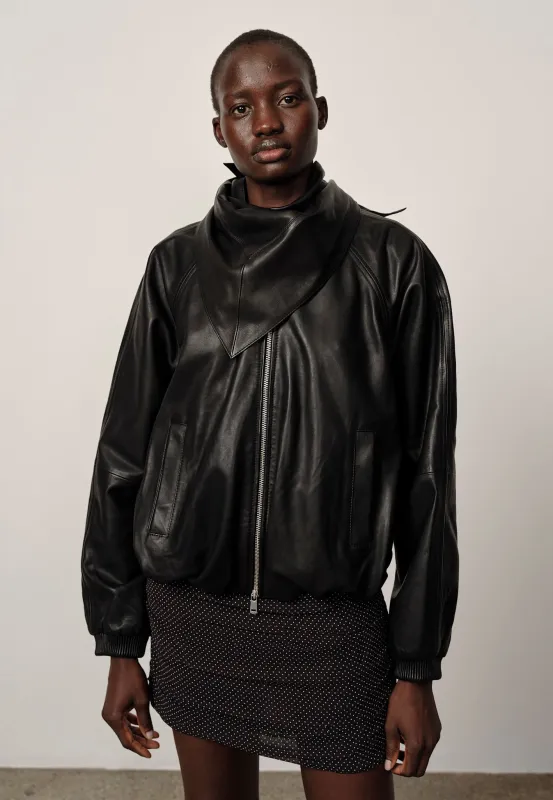 Yvette Leather Bomber Jacket - Black made by Herskind