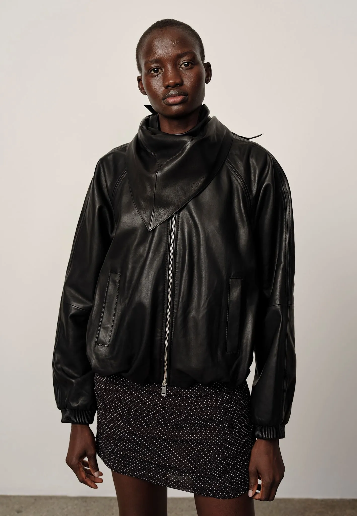 Yvette Leather Bomber Jacket - Black sold by Herskind