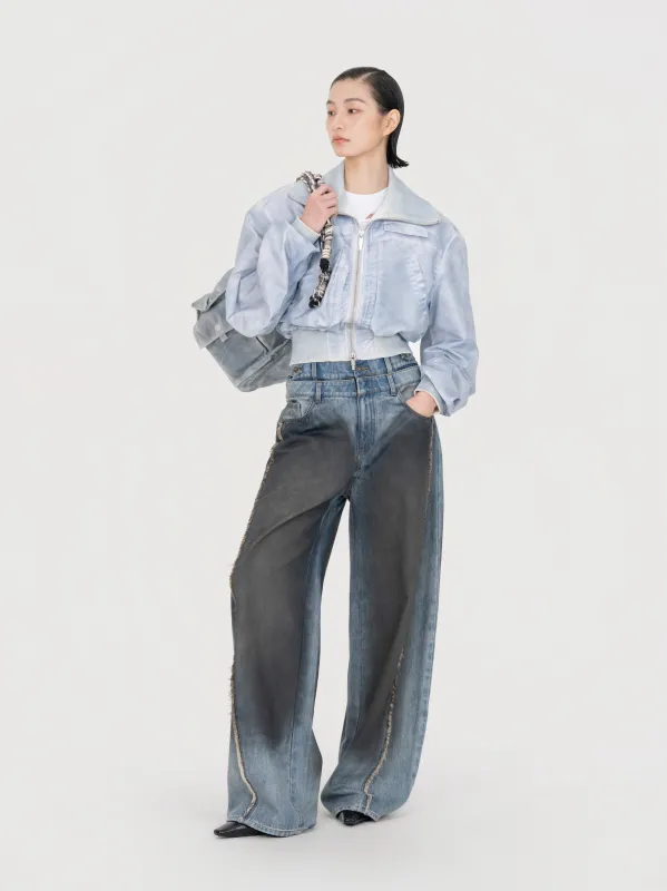 CROP JACKET IN SPRAY PAINTED NYLON made by Feng Chen Wang
