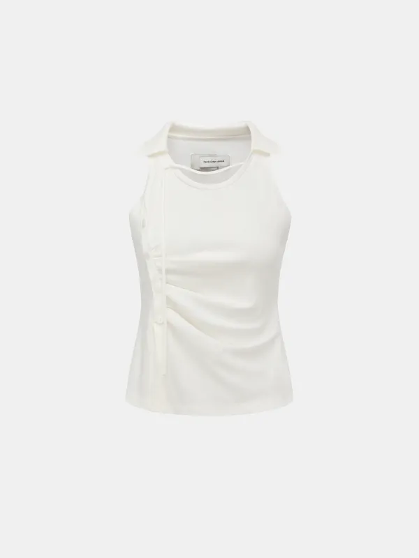 PLEATED POLO TOP made by Feng Chen Wang