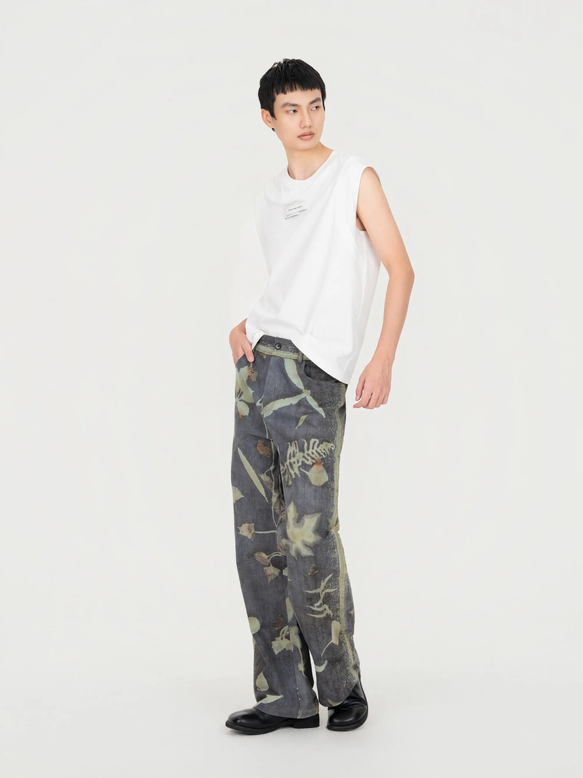 PLANT DYED TROUSERS IN ANTIQUE FABRIC sold by Feng Chen Wang product image thumbnail 3