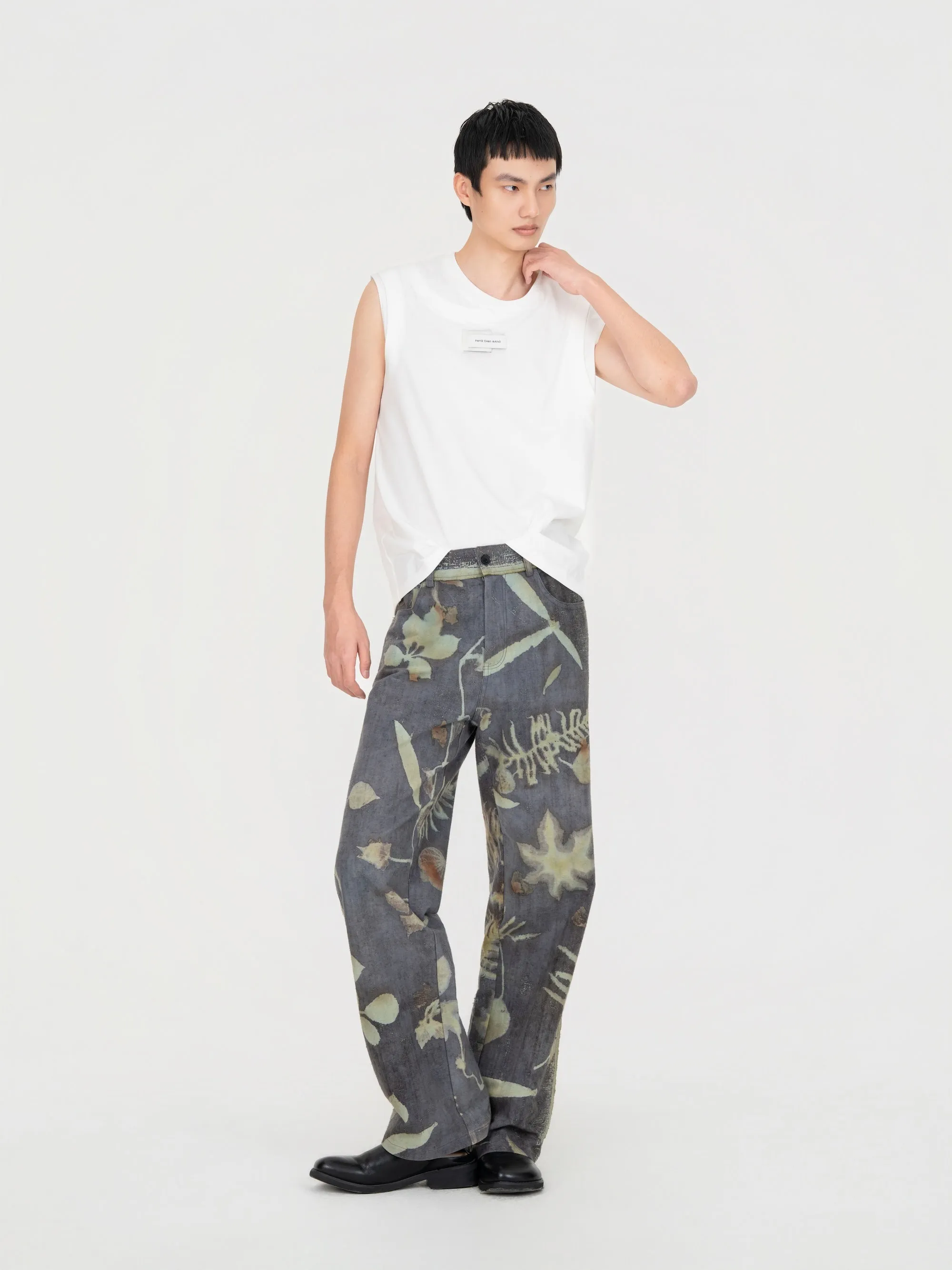 PLANT DYED TROUSERS IN ANTIQUE FABRIC sold by Feng Chen Wang product image thumbnail 2