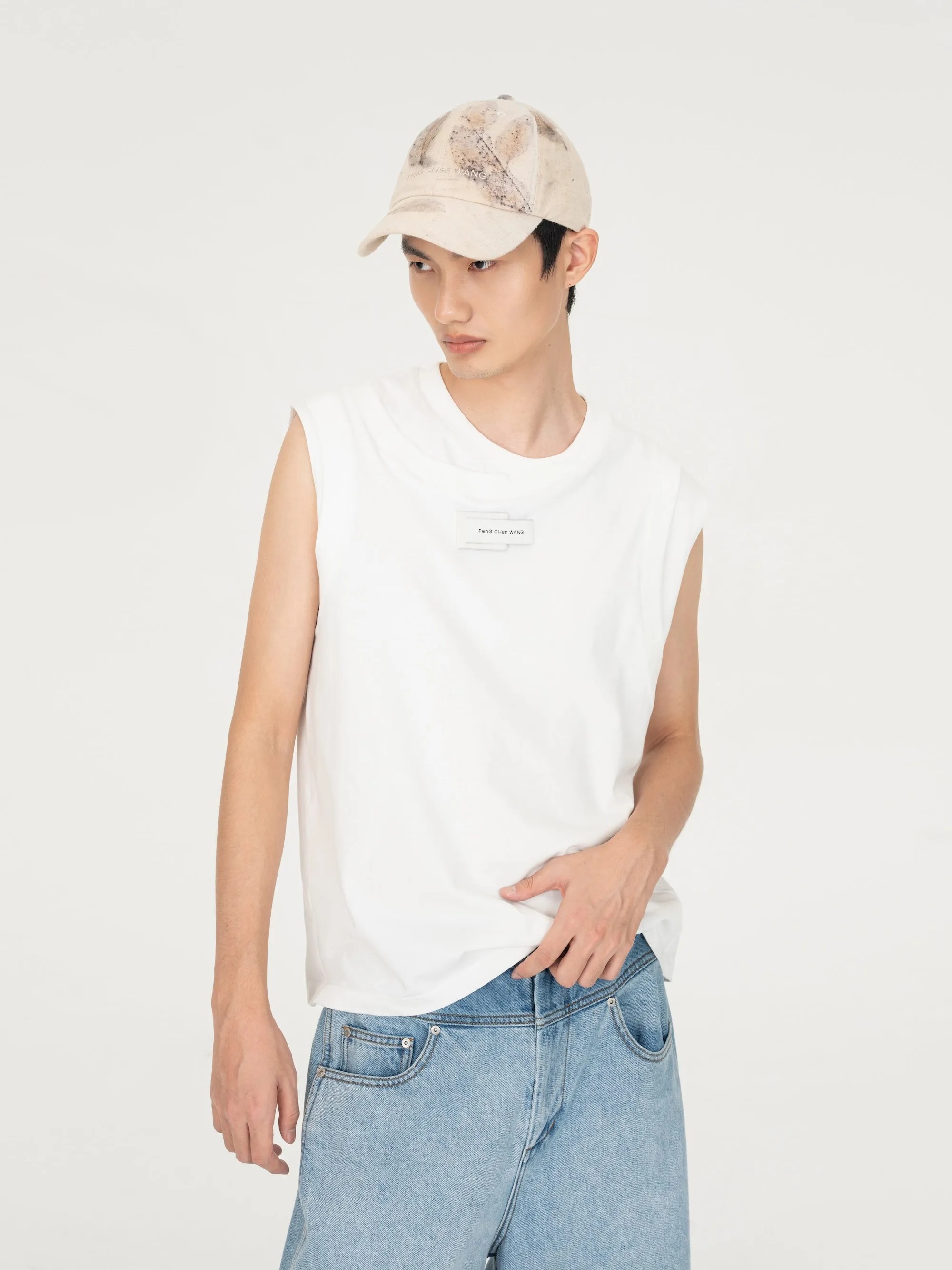 BEIGE BOTANICAL DYED BASEBALL CAP sold by Feng Chen Wang