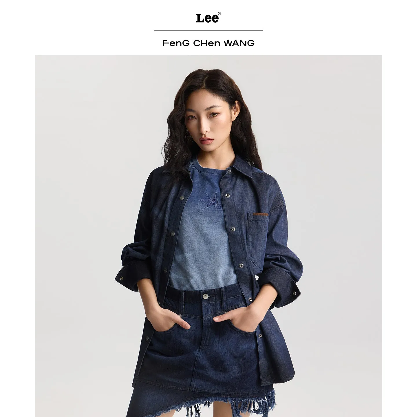 Lee x Feng Chen Wang WOMEN L/S DENIM SHIRT sold by Feng Chen Wang product image thumbnail 3