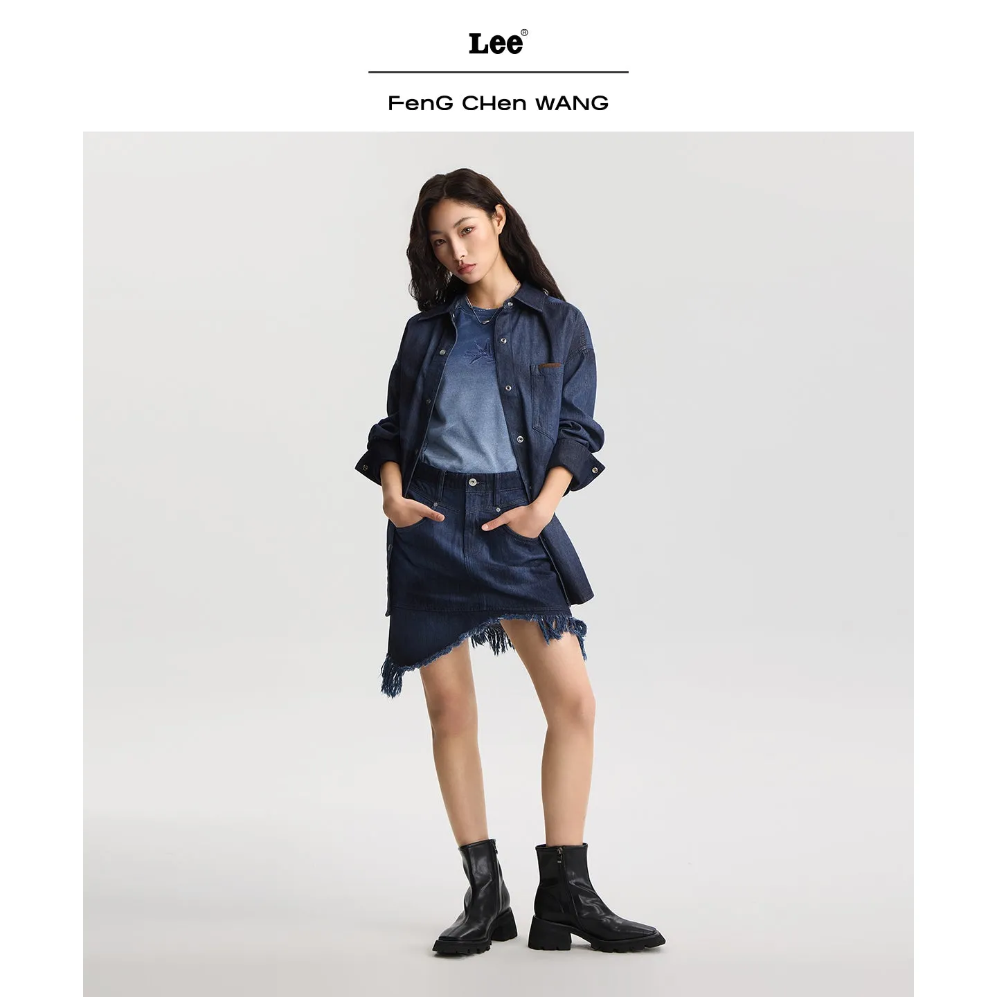 Lee x Feng Chen Wang WOMEN L/S DENIM SHIRT sold by Feng Chen Wang product image thumbnail 2