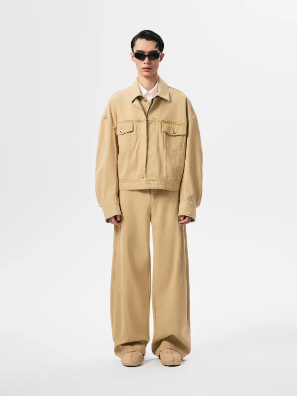 DENIM DECONSTRUCTION OVERSIZED JACKET KHAKI made by Feng Chen Wang