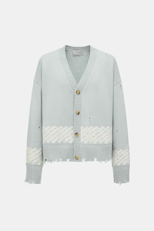 "YU ZI XIE" RIPPED JACQUARD CARDIGAN made by Feng Chen Wang