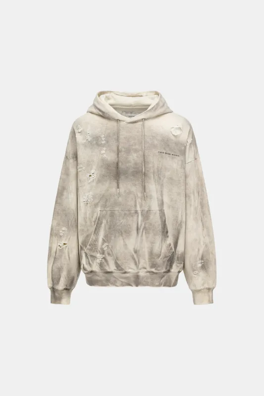 SANDWASHED  RIPPED JERSY HOODIE made by Feng Chen Wang