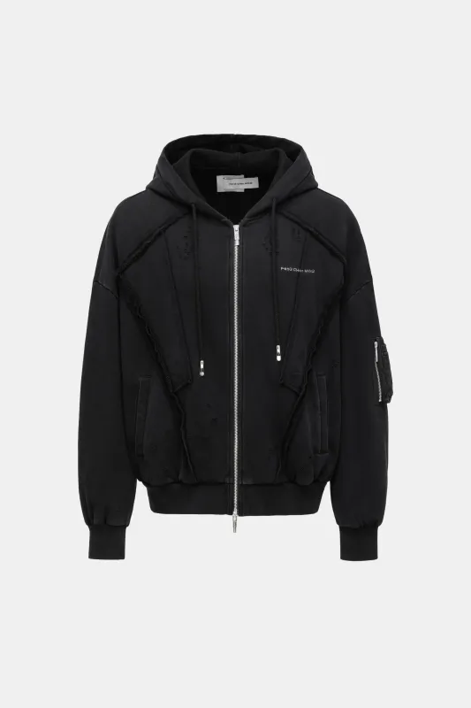 DECONSTRUCTION ZIP HOODIE made by Feng Chen Wang