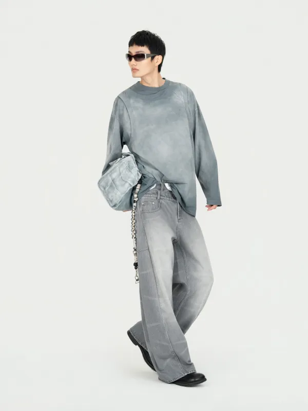 2 IN 1 LONG SLEEVE TEE IN WASHED JERSEY made by Feng Chen Wang