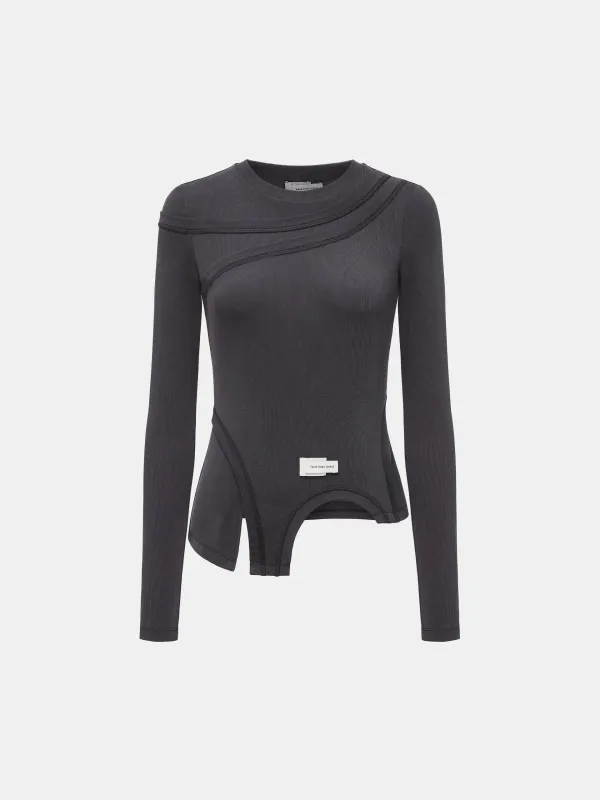 DARK GREY 2-IN-1 DECONSTRUCTED BASE LAYER TOP made by Feng Chen Wang