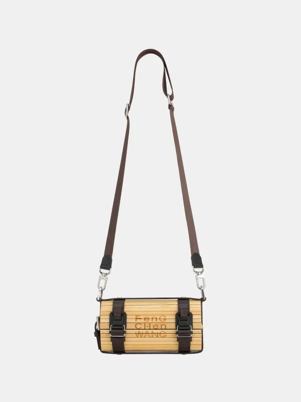 MEDIUM BLACK BRUSHED BAMBOO CYLINDER BAG made by Feng Chen Wang