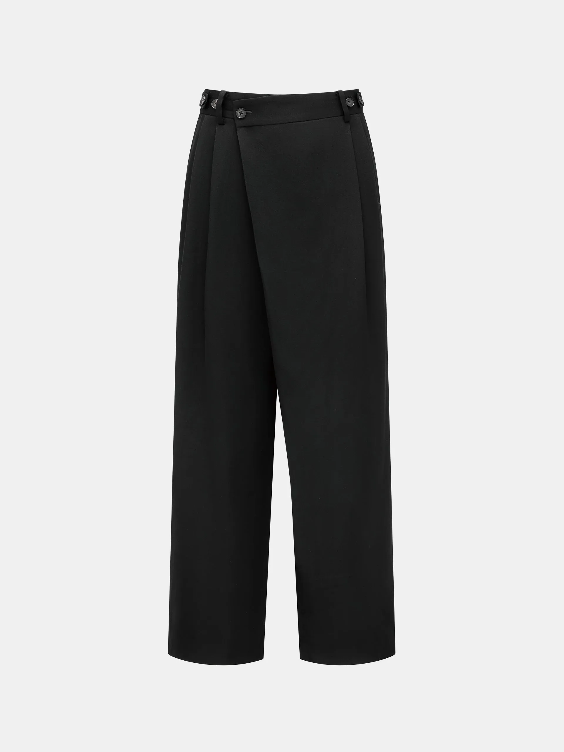 ASYMMETRIC PLACKET WOOL WIDE-LEG TROUSERS sold by Feng Chen Wang product image thumbnail 4
