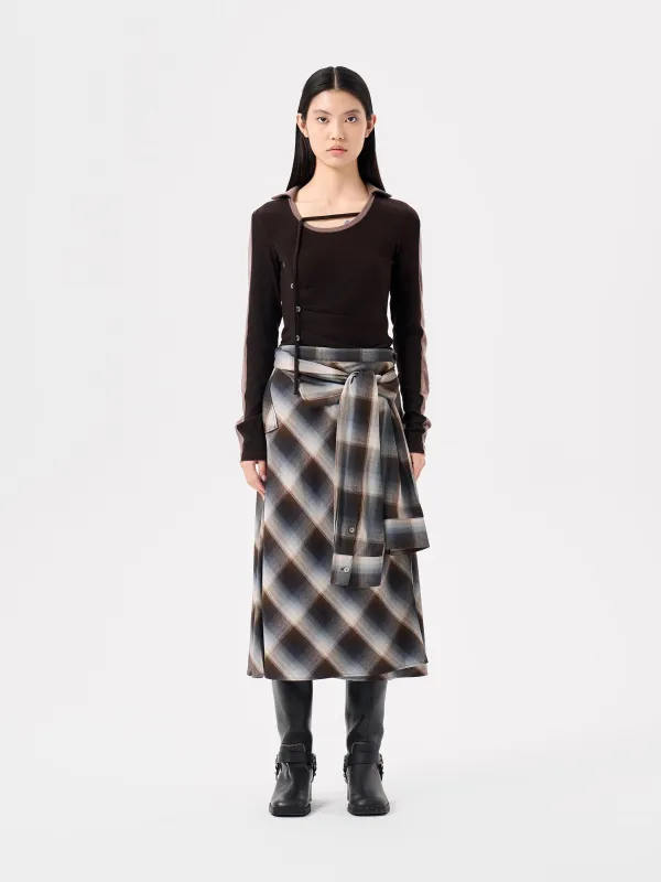 DECONSTRUCTED SHIRT-STYLE PLAID SKIRT made by Feng Chen Wang